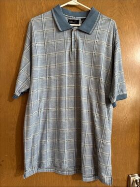 Marc Edwards Men's Light Blue Windowpane Polo